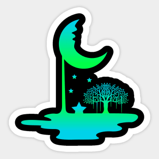 Melting Moon at Night Sticker